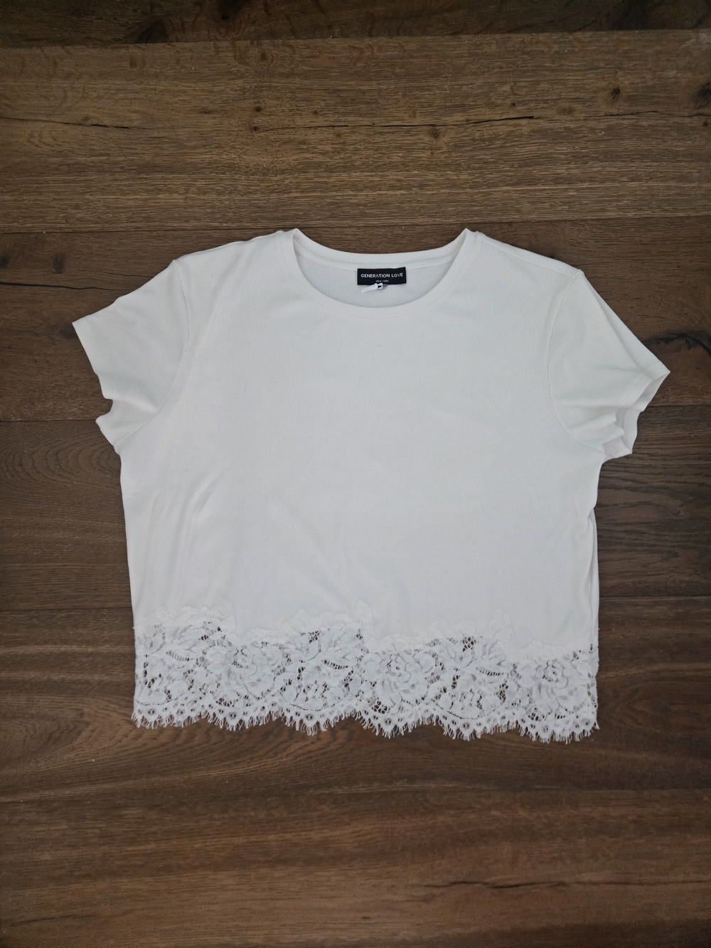 Generation Love White Lace-Hem Crop Tee
